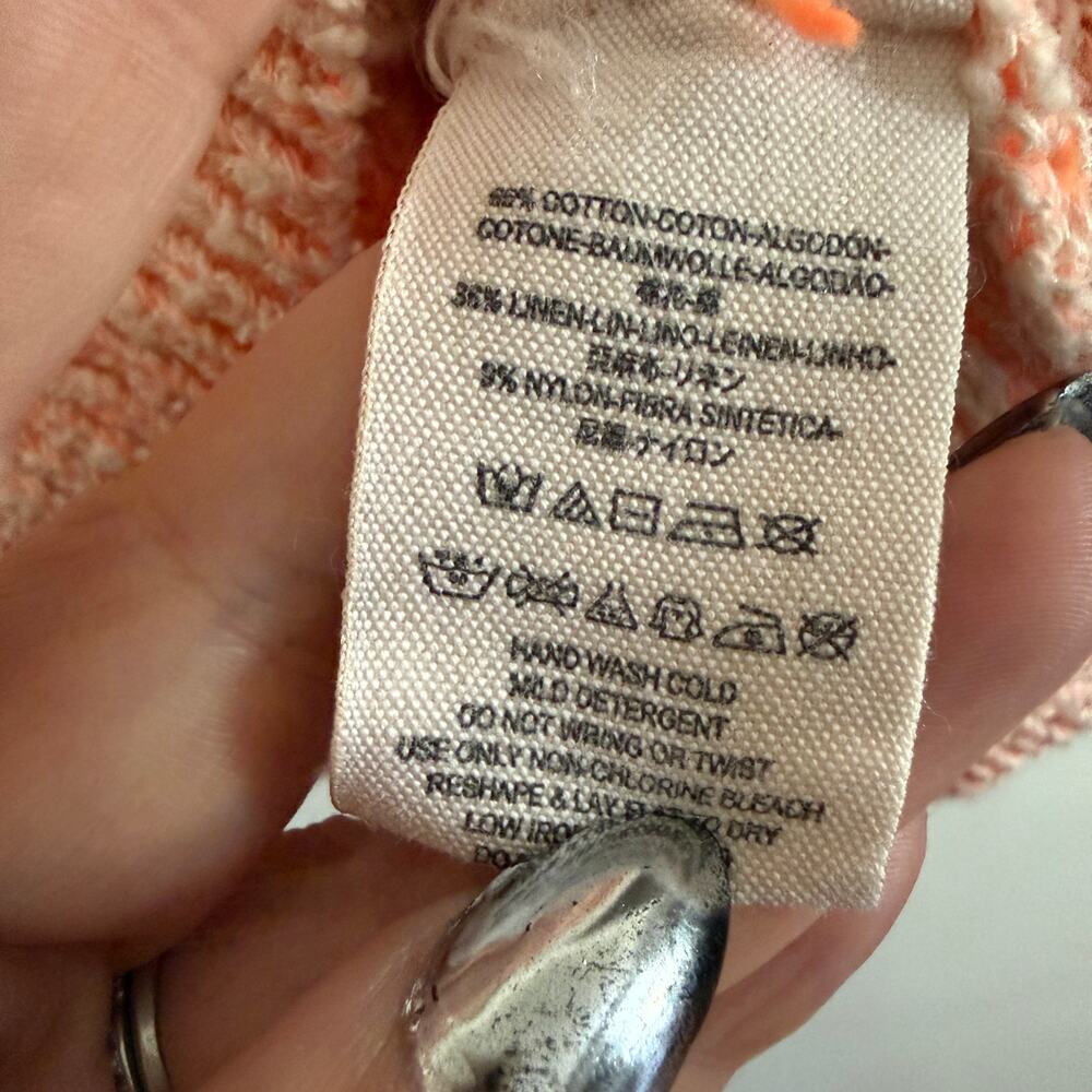 FREE PEOPLE | Electric City Coral Beachy Linen Cotton Round Neck Sweater Medium - Picture 4 of 6